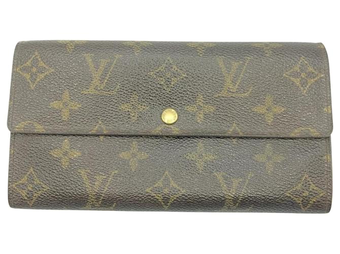 Louis Vuitton Porte Monnaie Credit Brown Cloth  ref.1411179