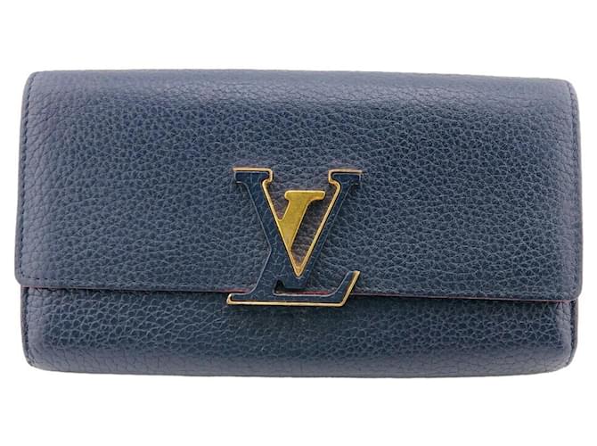 Louis Vuitton Capucines Cuir Bleu Marine  ref.1411212