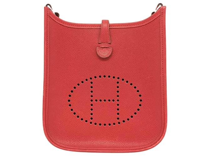 Hermès Mini Evelyne Roja Cuero  ref.1411301