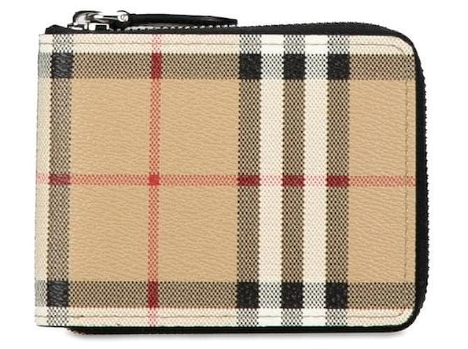 Burberry Nova Check PVC Leder Bifold Geldbörse Beige in sehr gutem Zustand Braun Leinwand  ref.1411350