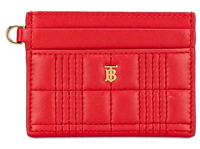 Porte-cartes matelassé en cuir TB Monogram de Burberry en très bon état Rouge  ref.1411355