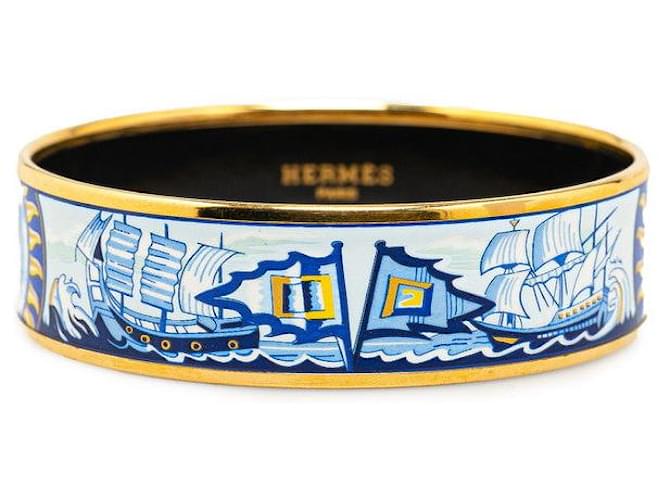 Hermès Bracciale rigido smaltato Hermes largo Bracciale smaltato in buone condizioni Smalto  ref.1411359