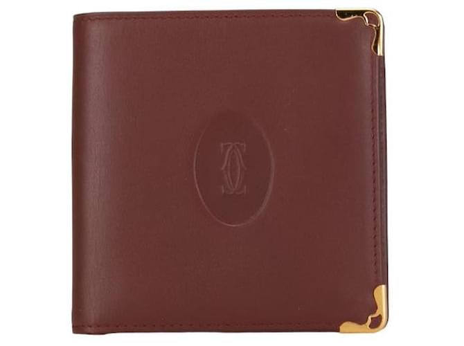 Cartier Must Line Leder Bifold Geldbörse in sehr gutem Zustand Rot  ref.1411382