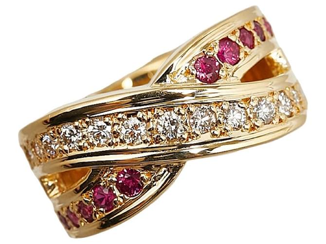 & Other Stories LuxUness 18Bague en or k diamant rubis bague en métal en superbe Doré  ref.1411396