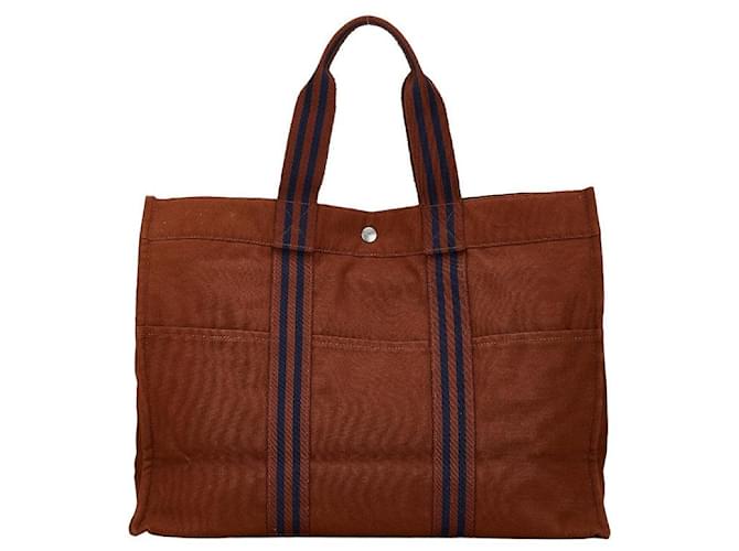 Hermès Bolsa Hermes Canvas Fourre Tout MM em bom estado Lona  ref.1411410