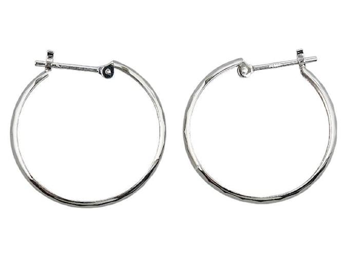 Autre Marque LuxUness Platinum Hoop Earrings Metal Earrings in Excellent condition Silvery  ref.1411414