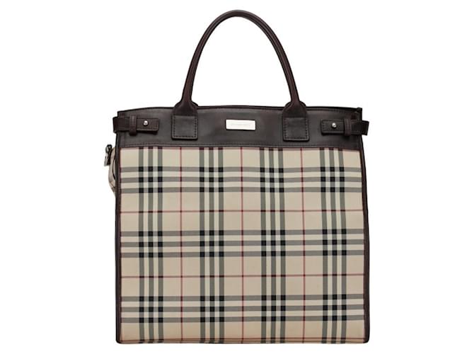 Burberry Nova Check Beige Leinwand  ref.1411490