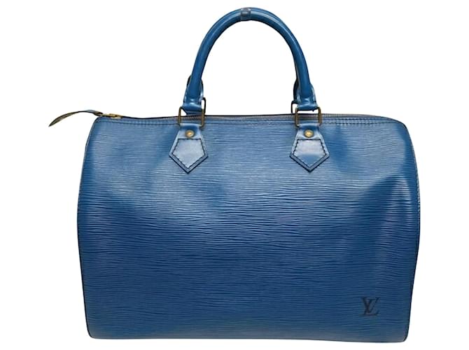 Louis Vuitton Speedy 30 Azul Couro  ref.1411505