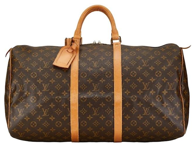 Louis Vuitton Keepall 55 Castaño Lienzo  ref.1411528