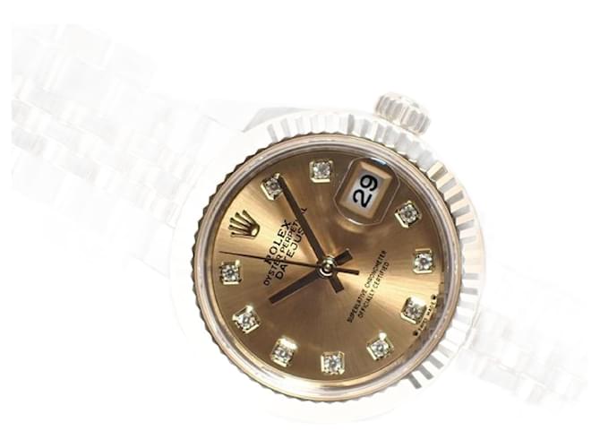 Rolex Datejust28 champagne dial 10P diamond '23 18KYG combination Mens Silvery Steel  ref.1411645