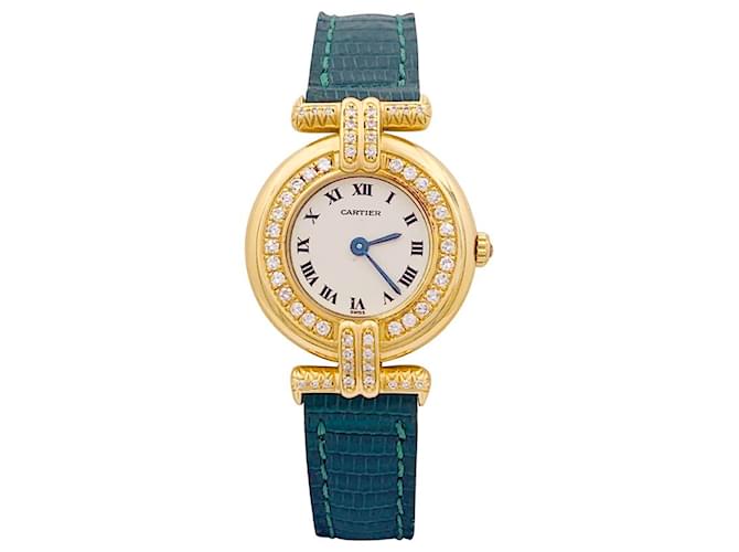 Cartier “Colisée” watch, Yellow gold, diamants, cuir. Diamond  ref.1411741