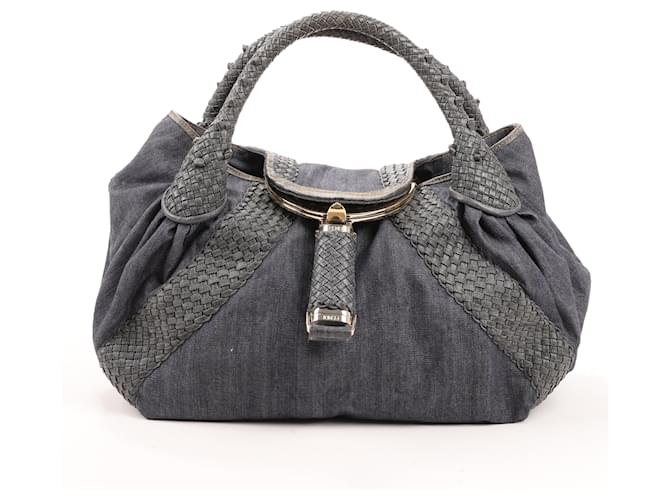 Fendi Blue Denim and Leather Spy Handbag 8BR511  ref.1411874