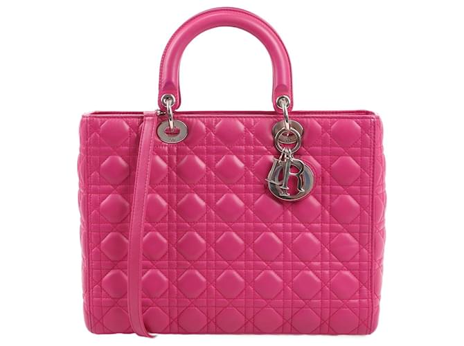 Christian Dior Lammleder Cannage Große Lady Dior in Lila  ref.1411878