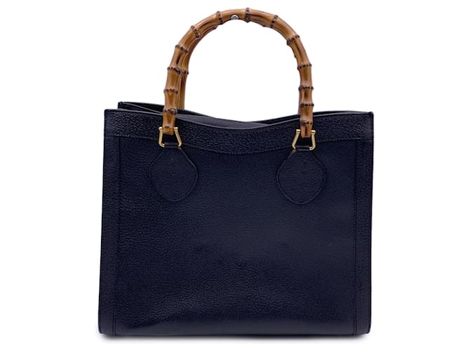 Gucci Borsa tote Princess Diana in bambù vintage in pelle nera Nero  ref.1411905