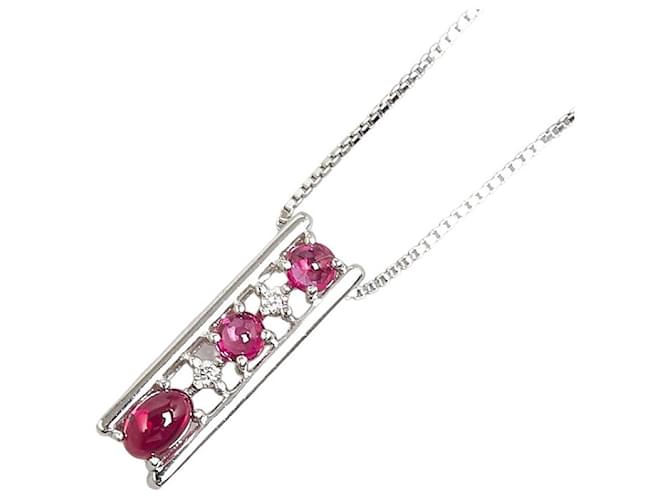 & Other Stories K18WG White Gold Ruby 0.72ct Diamond 0.08ct Necklace in Great Condition Metal  ref.1411909