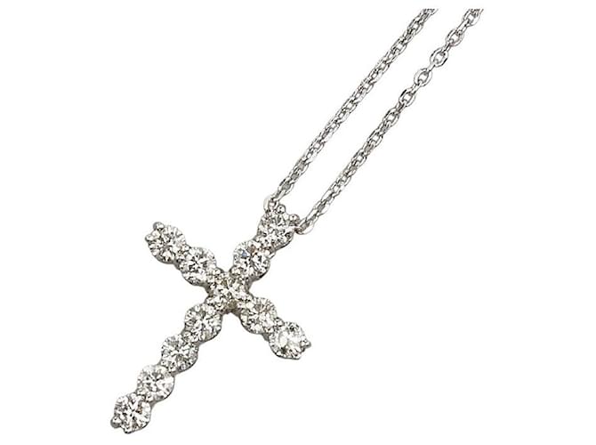 & Other Stories LuxUness 18K & Platinum Diamond Cross Ring  Metal Necklace in Good condition Silvery  ref.1411920