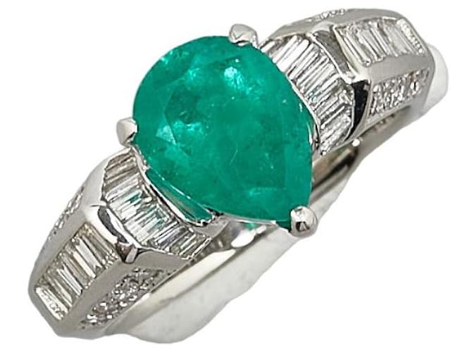 & Other Stories Pt900 Platinum Emerald 2.23ct Diamond 0.65ct Ring in Great Condition Silvery Metal  ref.1411921