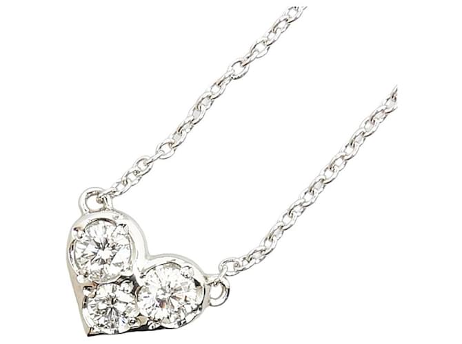 & Other Stories LuxUness Platinum Diamond Heart Colar Colar de metal em excelente estado Prata  ref.1411929