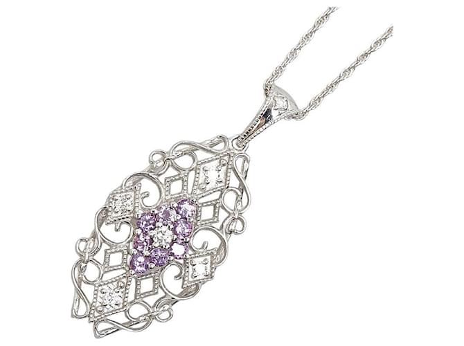 & Other Stories K18WG White Gold Amethyst 0.23ct Diamond 0.11ct Necklace in Great Condition Metal  ref.1411930