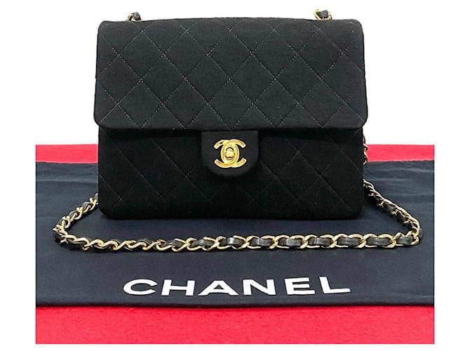 Chanel CC Satin Flap Crossbody Bag  Canvas Crossbody Bag in Very Good Condition Cloth  ref.1411933