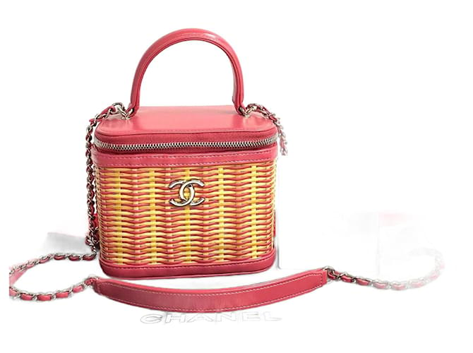 Chanel CC Raffia Vanity Case aus natürlichem Material in gutem Zustand  ref.1411935