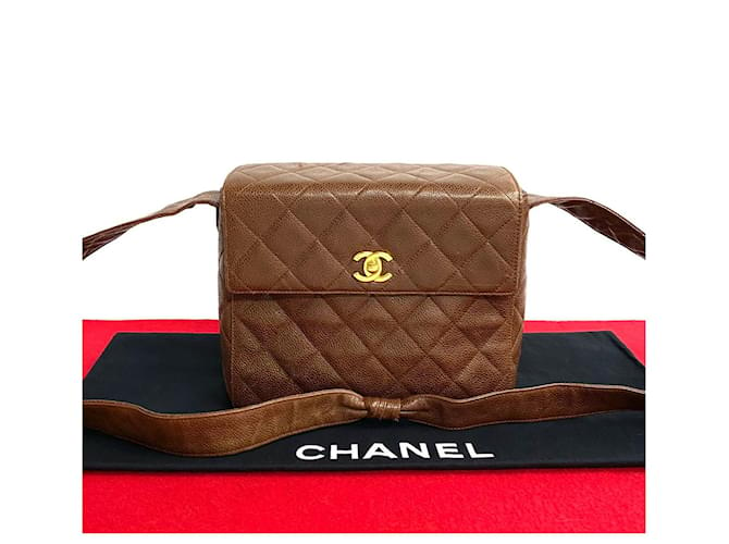 Bolsa transversal Chanel CC de caviar de couro em muito bom estado  ref.1411937