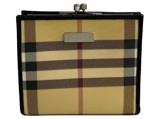 Carteira bifold Burberry Nova Check em lona, carteira curta em muito bom estado  ref.1411946