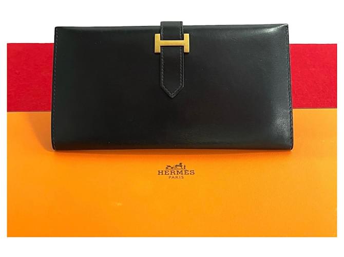 Hermès Carteira Bifold de couro Hermes Bearn H em muito bom estado  ref.1411948