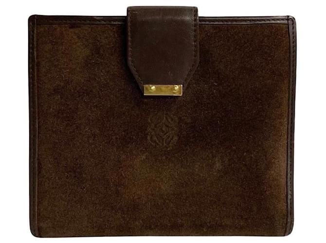 Cartera bifold de cuero Loewe Suede Anagram en muy buen estado  ref.1411970