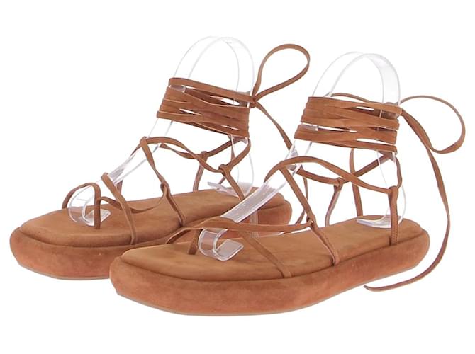 Autre Marque NON SIGNE / UNSIGNED  Sandals T.eu 39 Suede Camel  ref.1412003