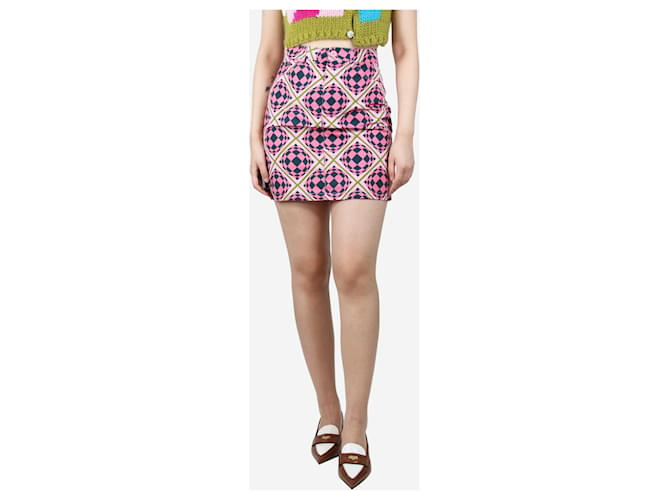 Autre Marque Pink geometric pattern mini skirt - size S Polyester  ref.1412051