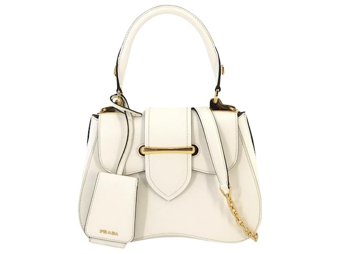 Prada Sidonie Branco Couro  ref.1412140