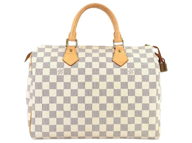 Speedy Louis Vuitton schnell 30 Weiß Leinwand  ref.1412179