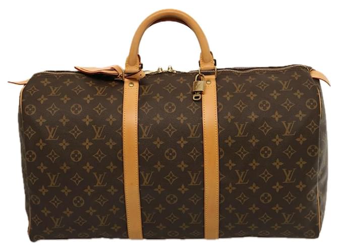 Louis Vuitton Keepall 50 Castaño Lienzo  ref.1412367