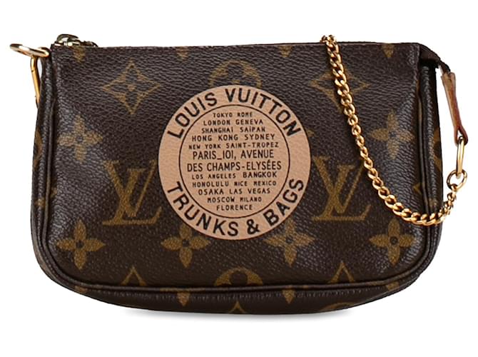 Louis Vuitton Brown Monogram Trunks and Bags Mini Pochette Accessoires Castaño Lienzo Chapado en oro  ref.1412441