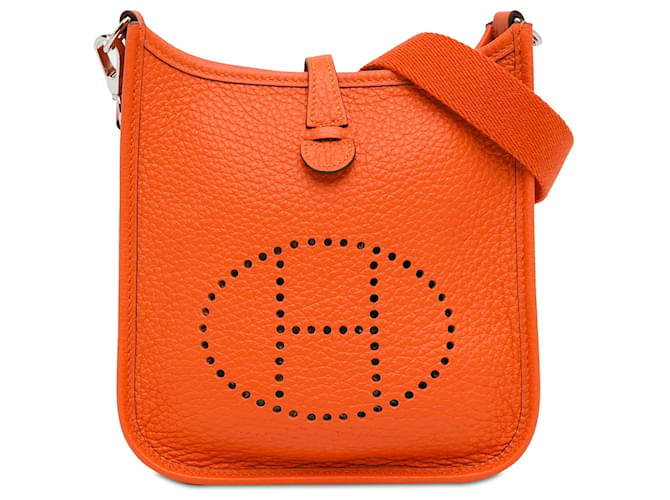 Hermès Orange Clemence Evelyne TPM 16 Leather Pony-style calfskin  ref.1412512