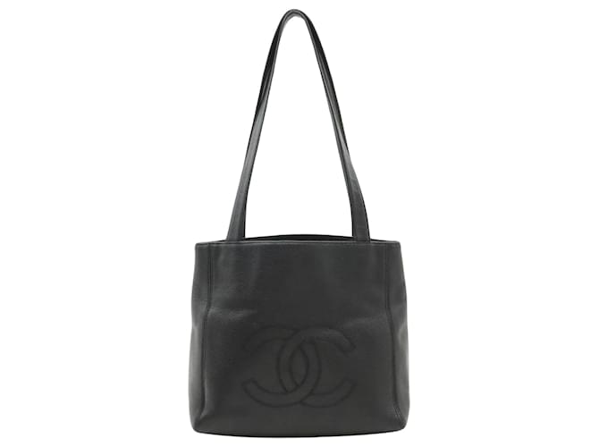 Timeless Chanel Logo CC Black Leather  ref.1412542