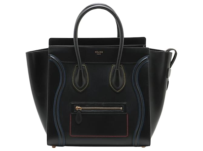 Luggage Céline Equipaje Negro Cuero  ref.1412566