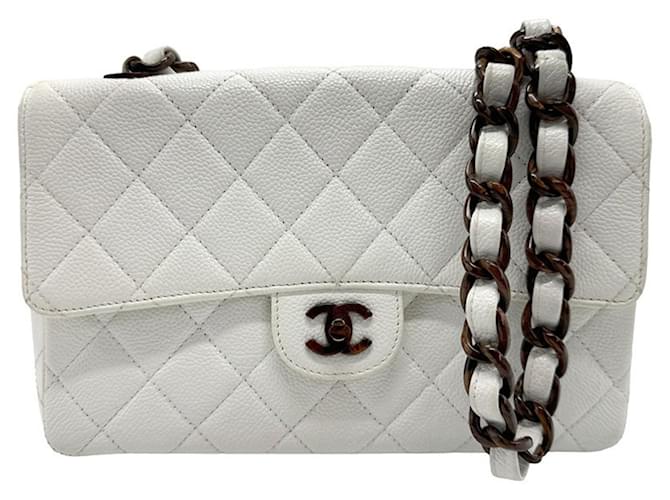 Classique Chanel Intemporel Cuir Blanc  ref.1412569