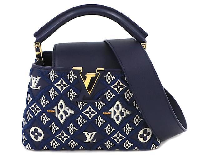 Louis Vuitton Capucines Azul Couro  ref.1412673