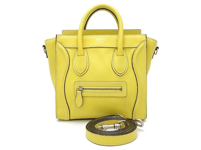 Luggage Céline Bagagem Amarelo Couro  ref.1412803