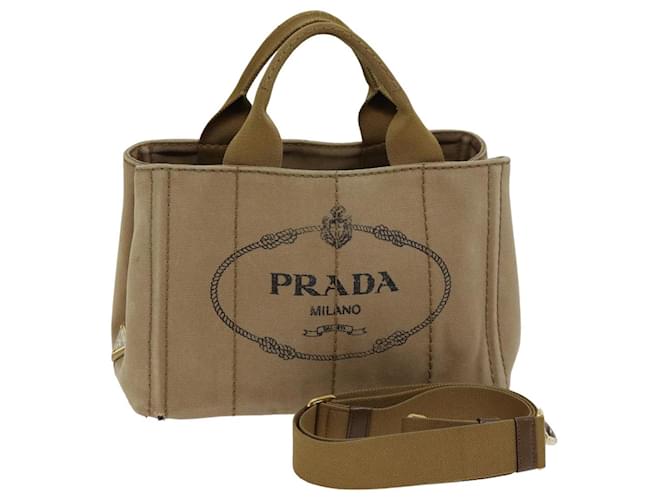 PRADA Canapa PM Bolso de mano Lona 2forma Brown Auth 76473 Castaño Lienzo  ref.1412857