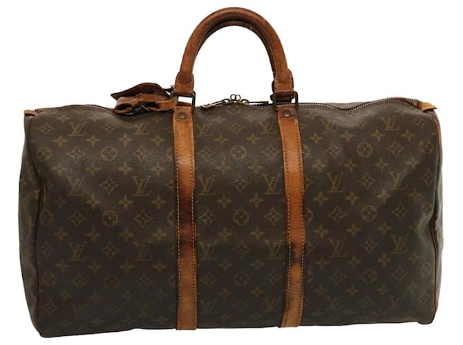 Louis Vuitton Monogram Keepall 50 Borsa Boston M41426 LV Aut 75299 Monogramma Tela  ref.1412939