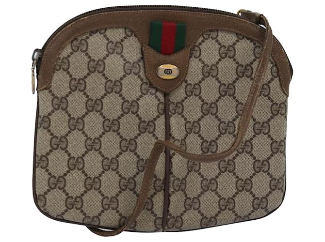 GUCCI GG Supreme Web Sherry Line Umhängetasche PVC Leder Beige Auth ep4316  ref.1412949