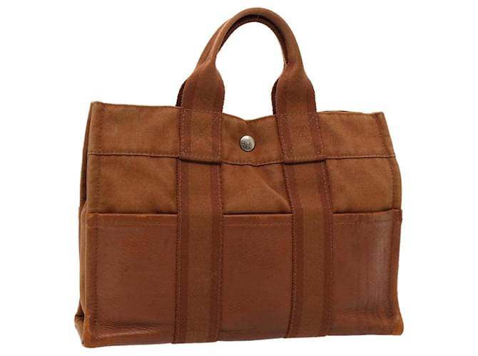 Hermès HERMES Fourre Tout PM Hand Bag Canvas Brown Auth bs14838 Cloth  ref.1412960