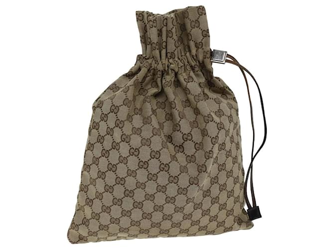 GUCCI GG Canvas Drawstring Pouch Beige 014 1136 3754 auth 76205 Cloth  ref.1412963