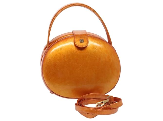 LOEWE Shoulder Bag Patent leather 2way Orange Auth 76375  ref.1412979