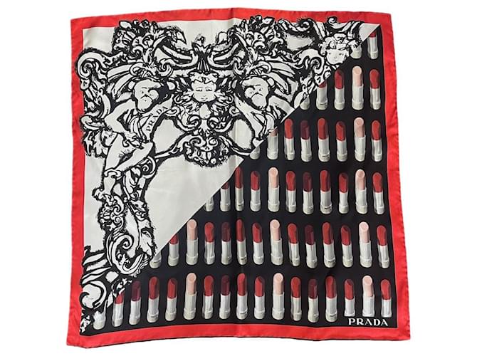 スカーフ PRADA 'Symbole' print scarf Red Prada Symbole Gradient Silk Twill Scarf | Neiman Marcus