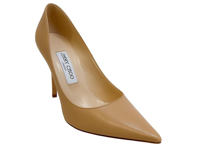 Jimmy Choo Escarpins Abel en cuir nu Beige  ref.1413000