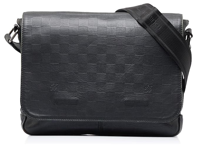 Borsa a tracolla nera Louis Vuitton Damier Infini District Nero Pelle  ref.1413007